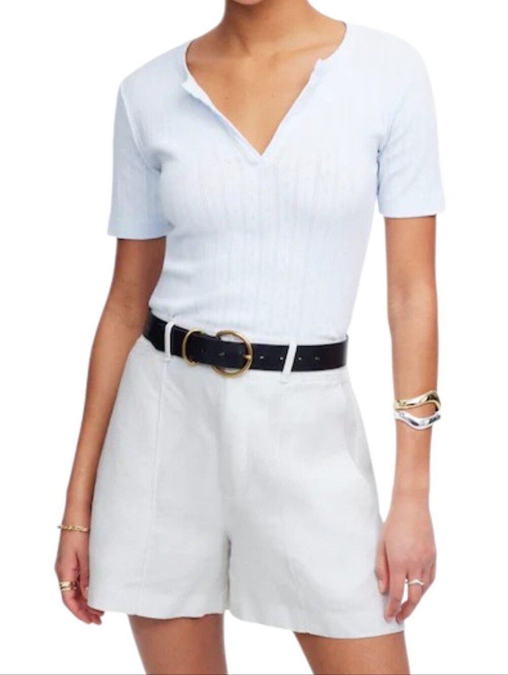 Madewell NWT Linen Pintucked Shorts Size 12 in Salt Retail $78 NV628